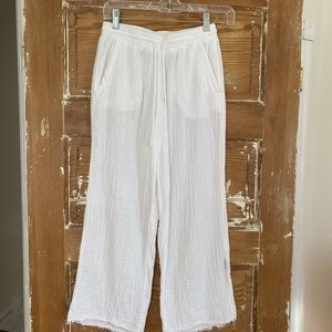 Michael stars Ashton cropped white cotton gauze pants small